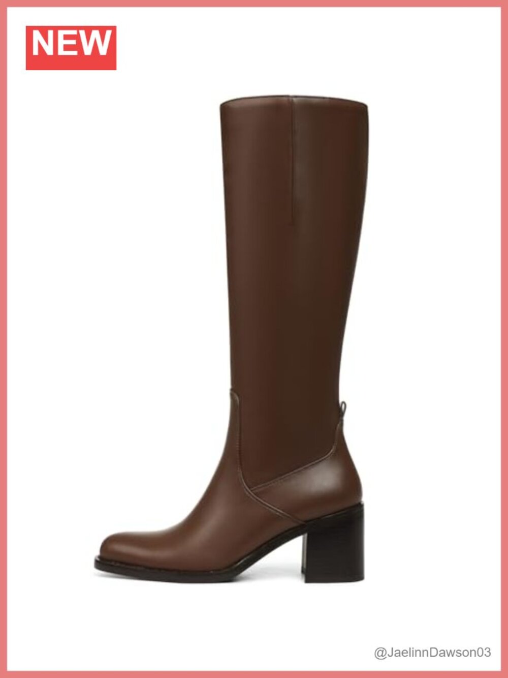 Knee High Boots Women Chunky Heel Round Toe Side Zipper Wide Calf PU
